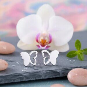 Butterfly Stud Minimalist Trendy Earrings 18K Gold Plated Stainless Steel